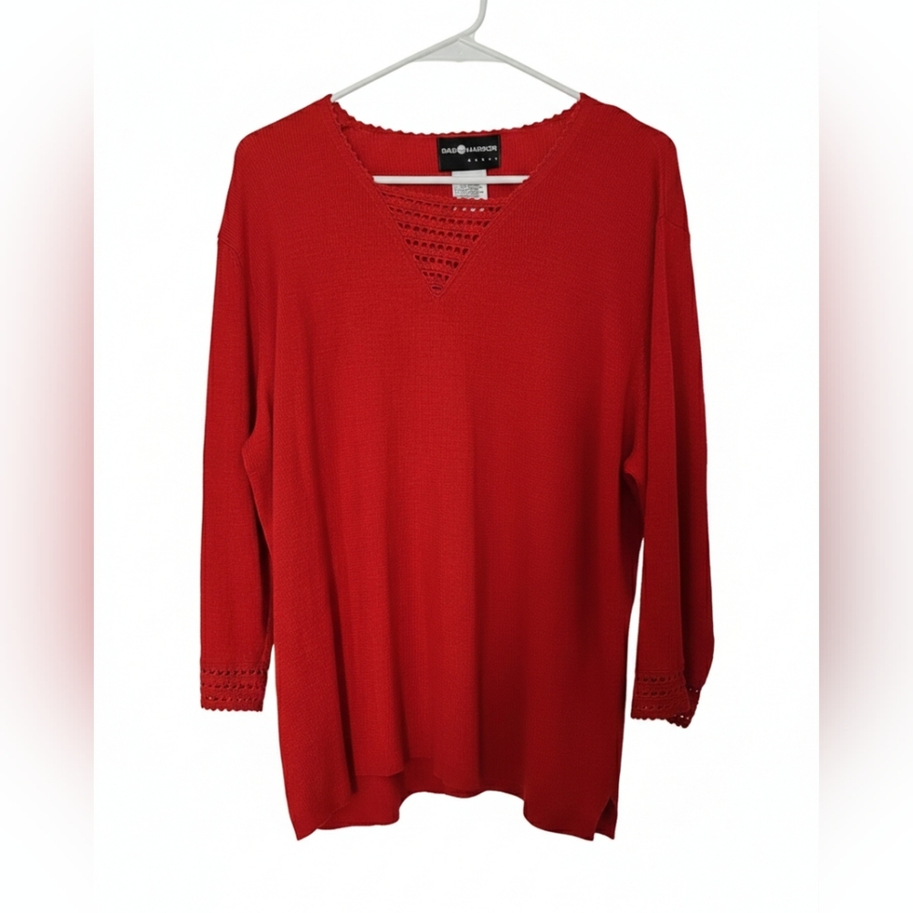 Sag Harbor Vibrant Red V-Neck Sweater